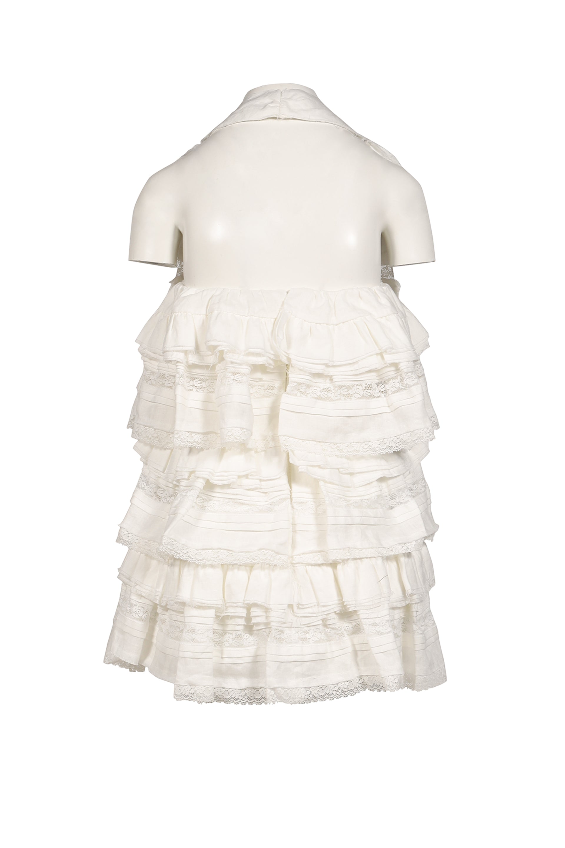 HALTER MULTI-TIER RUFFLE DRESS / WHT