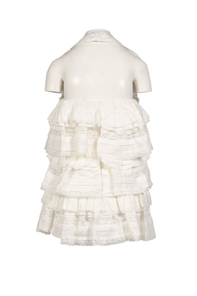 HALTER MULTI-TIER RUFFLE DRESS / WHT