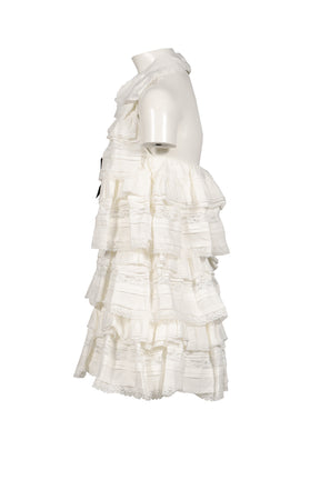 HALTER MULTI-TIER RUFFLE DRESS / WHT