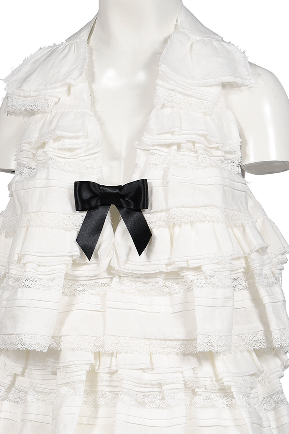 HALTER MULTI-TIER RUFFLE DRESS / WHT