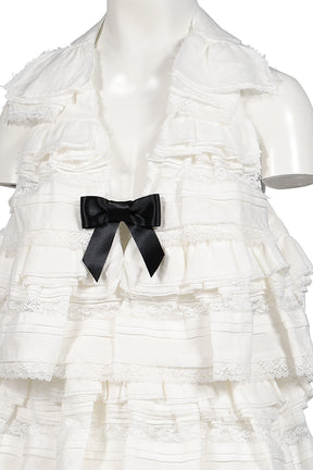 HALTER MULTI-TIER RUFFLE DRESS / WHT