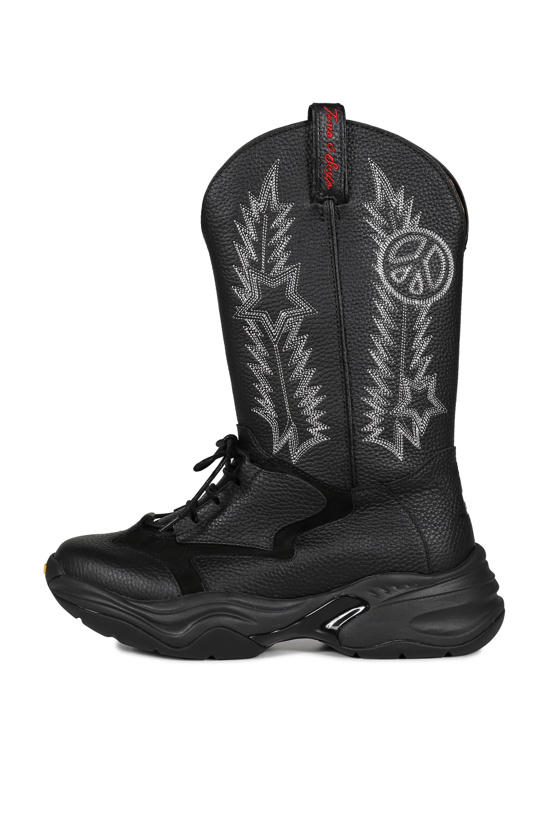 TOMO AND CO. FUNCTIONAL COSMIC WESTERN BOOTS / BLK