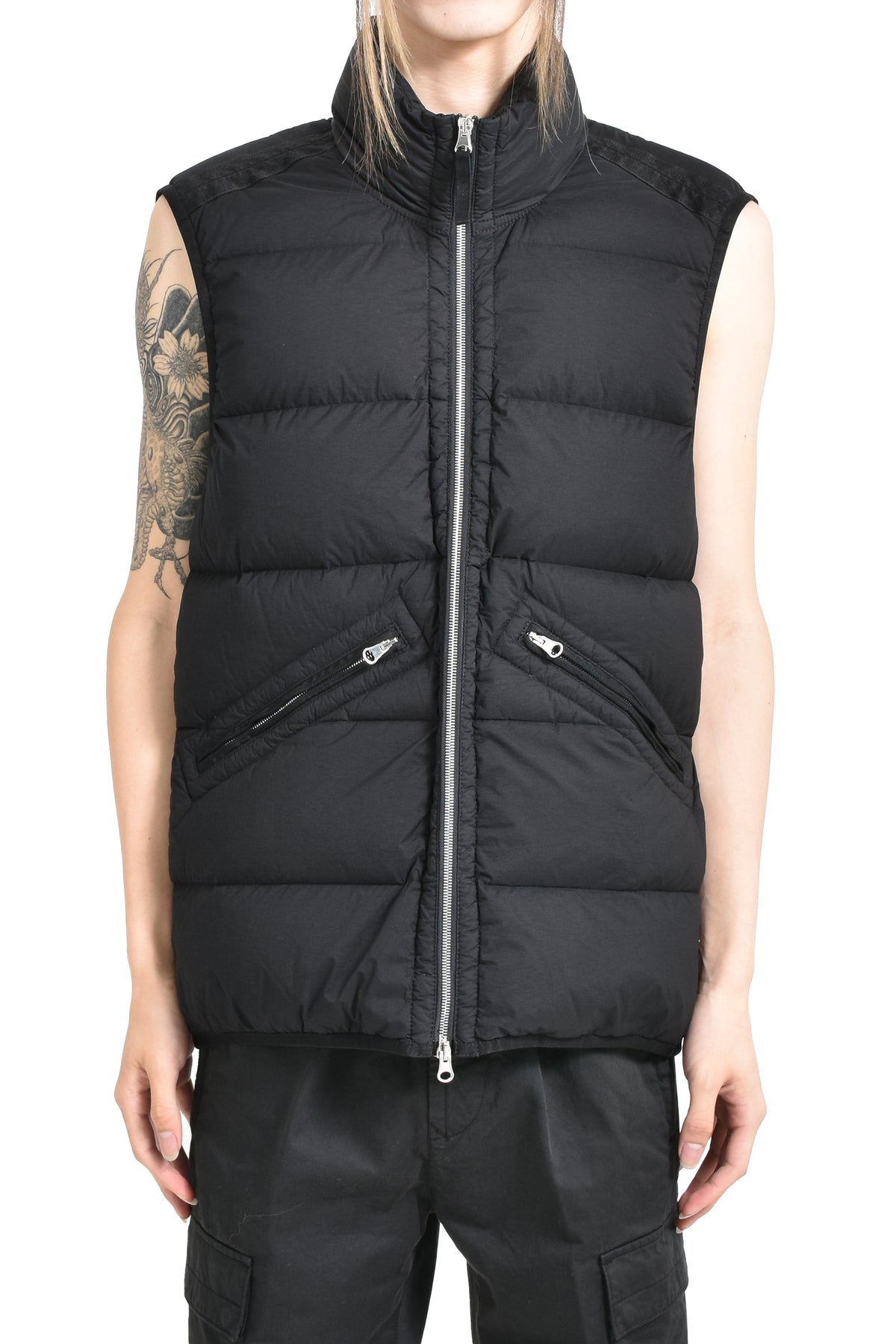 STRETCH NYLON DOWN VEST / BLK