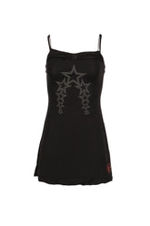 BLACK LAYERED FAUX TWO-PIECE SLIP DRESS / BLK