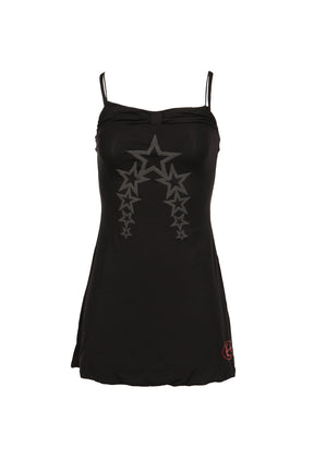 BLACK LAYERED FAUX TWO-PIECE SLIP DRESS / BLK