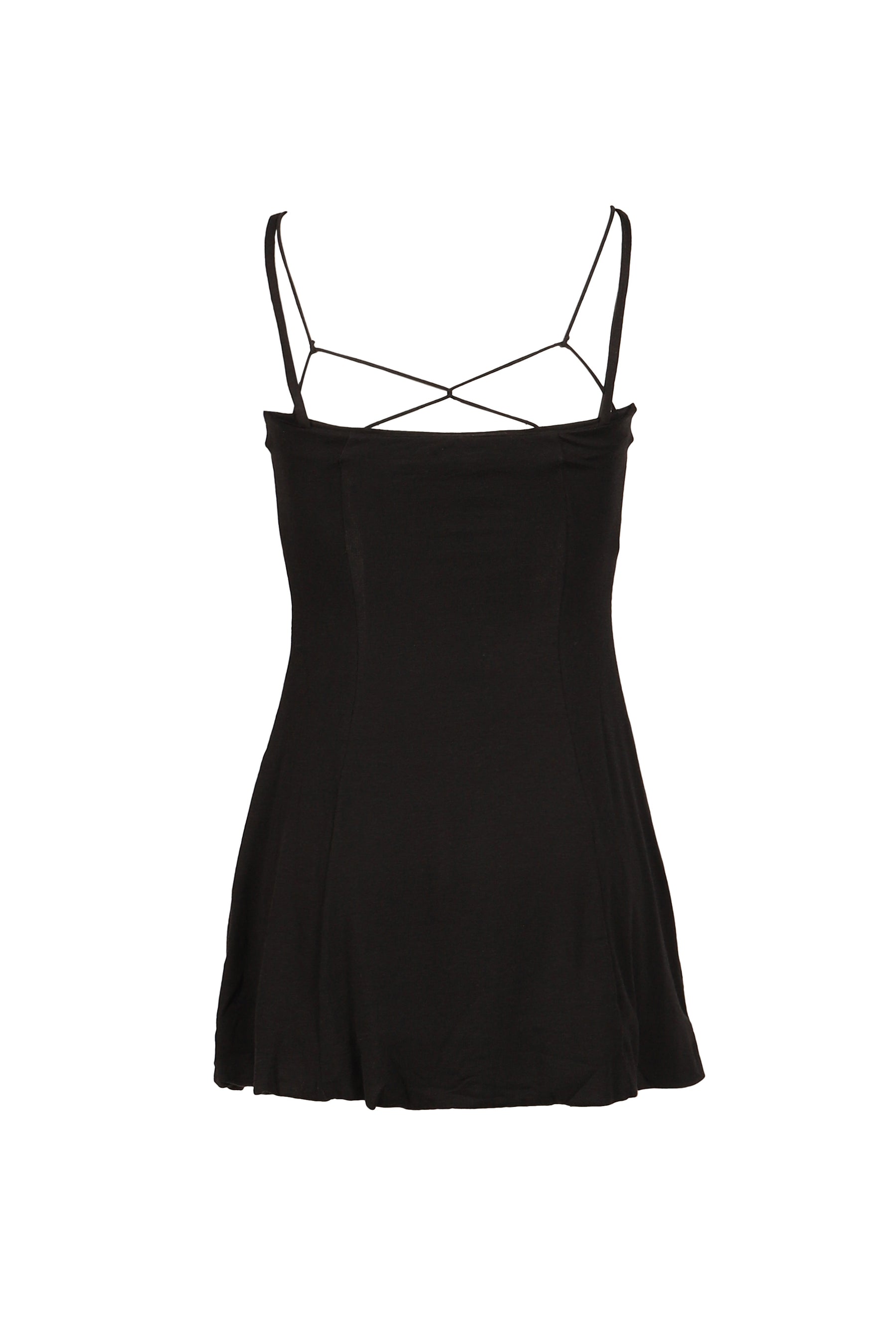 BLACK LAYERED FAUX TWO-PIECE SLIP DRESS / BLK