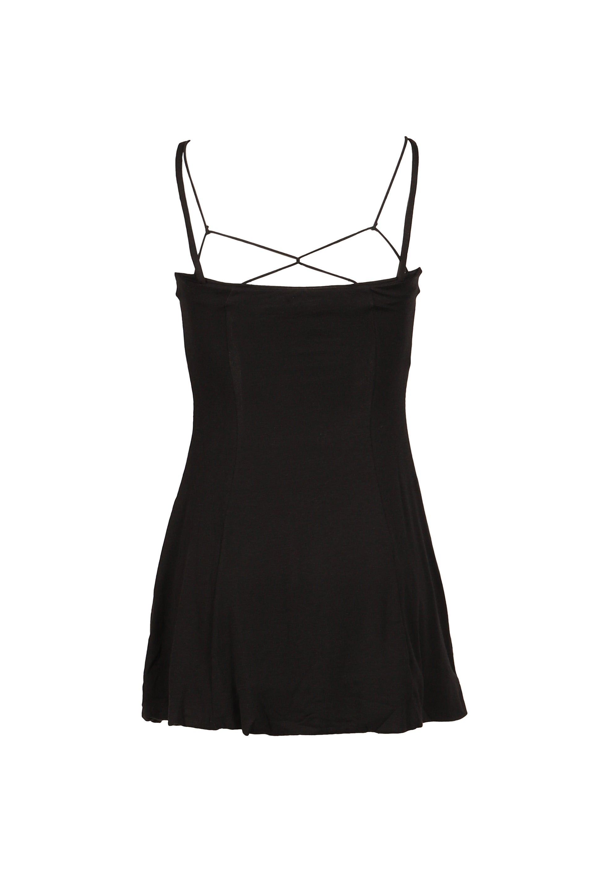 BLACK LAYERED FAUX TWO-PIECE SLIP DRESS / BLK