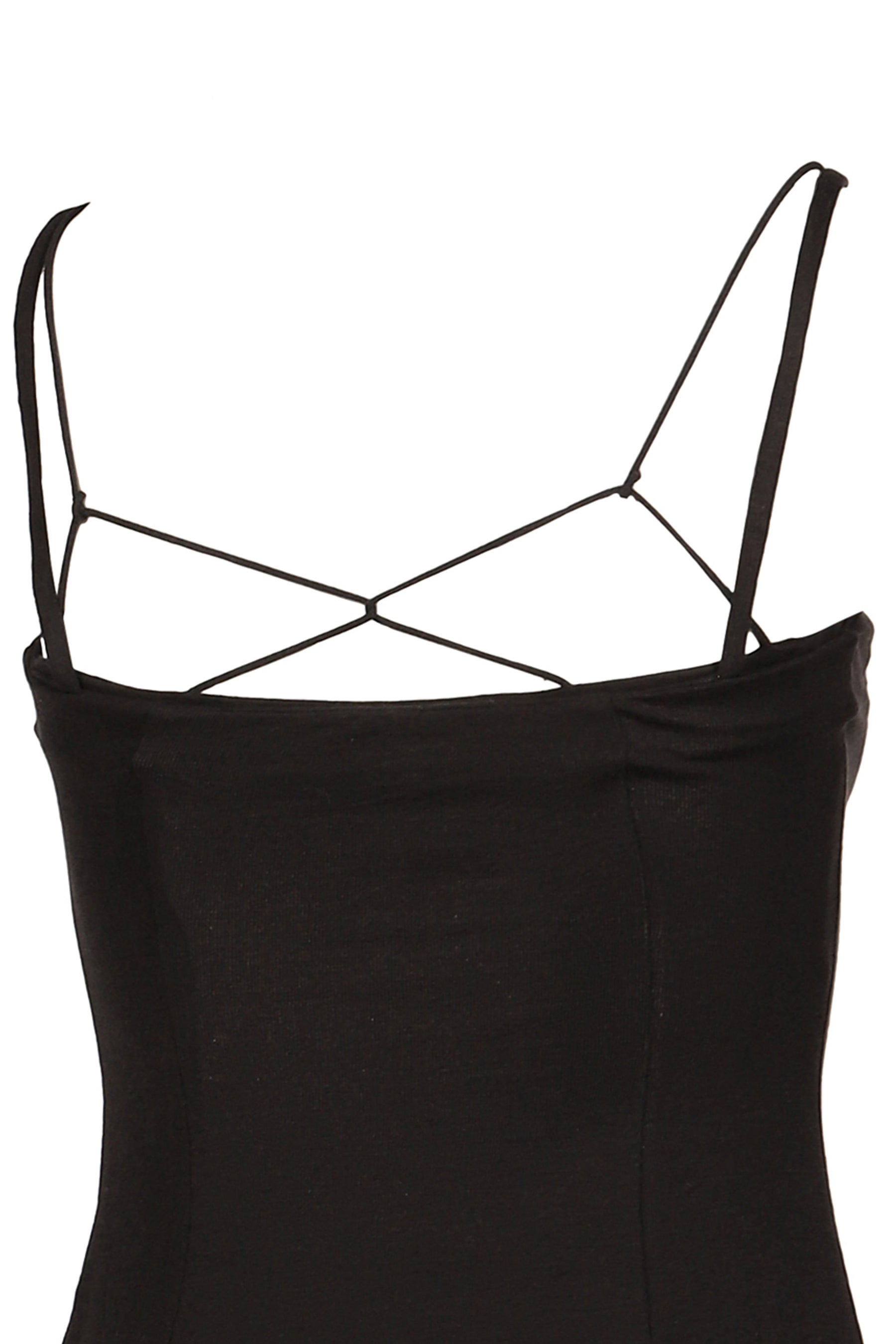 BLACK LAYERED FAUX TWO-PIECE SLIP DRESS / BLK