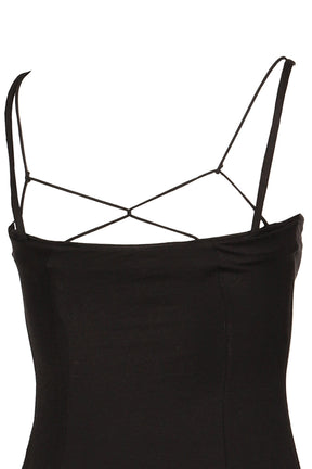BLACK LAYERED FAUX TWO-PIECE SLIP DRESS / BLK