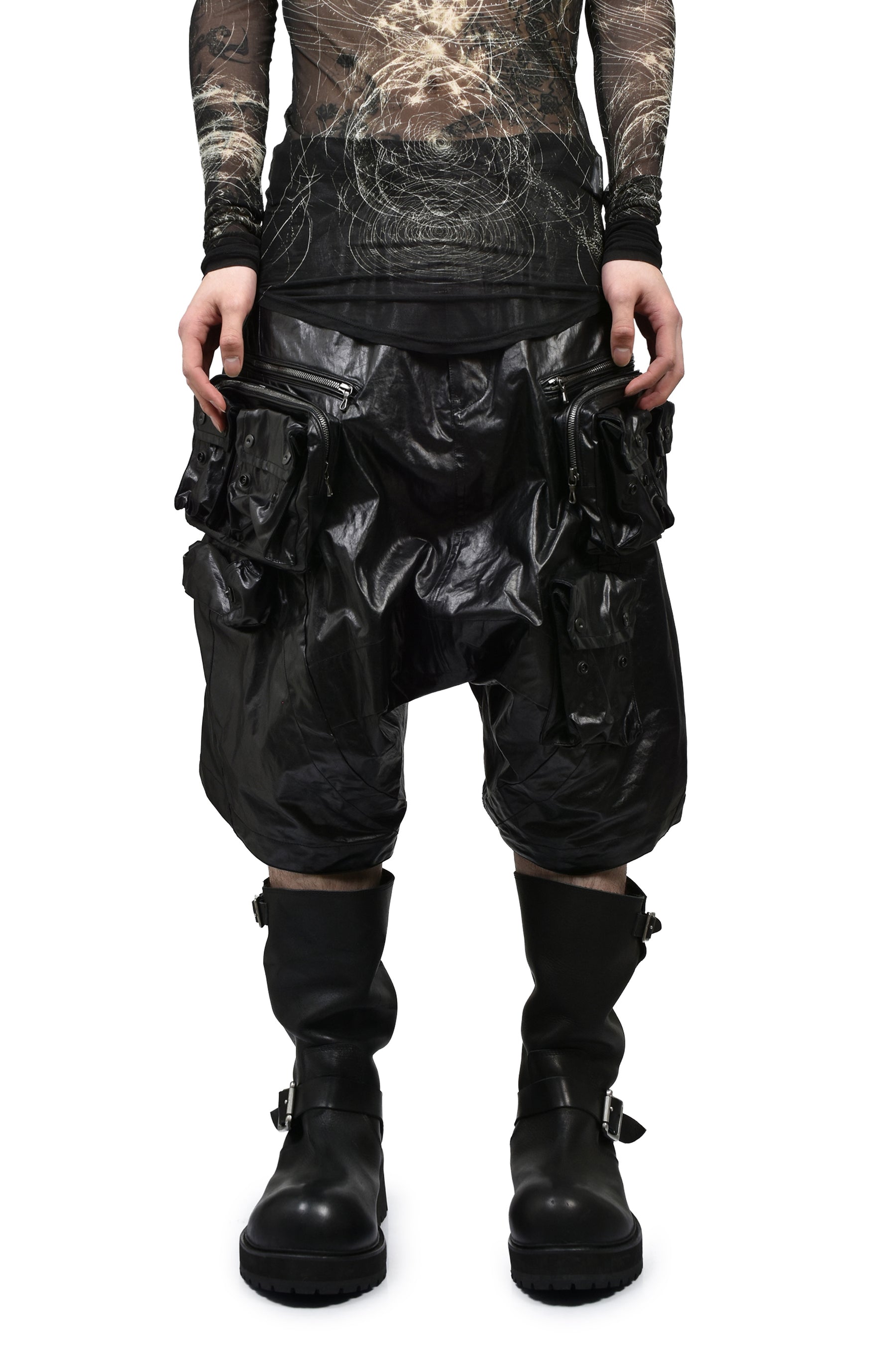 LAMINATED CLOTH PANTS / BLK