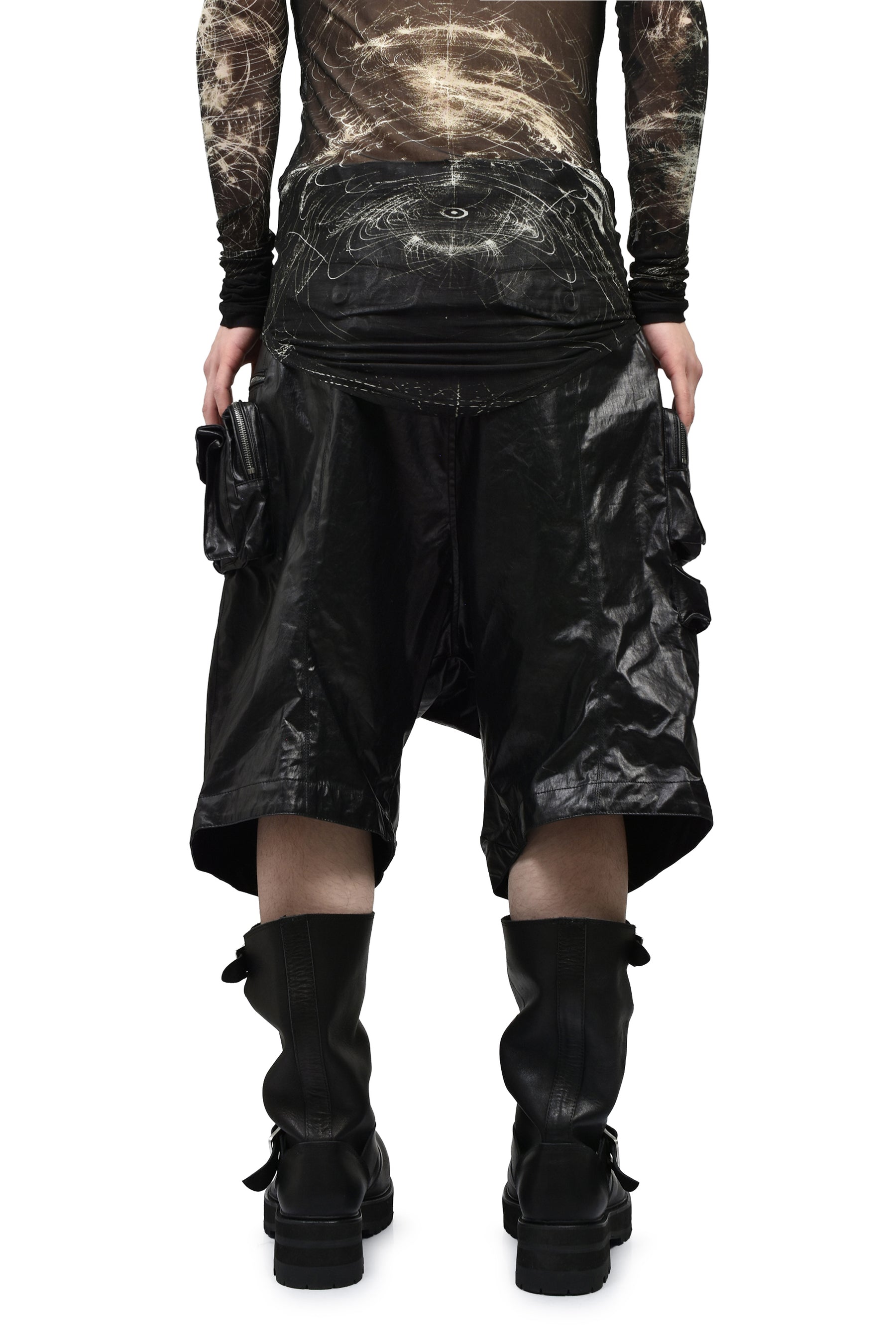 LAMINATED CLOTH PANTS / BLK