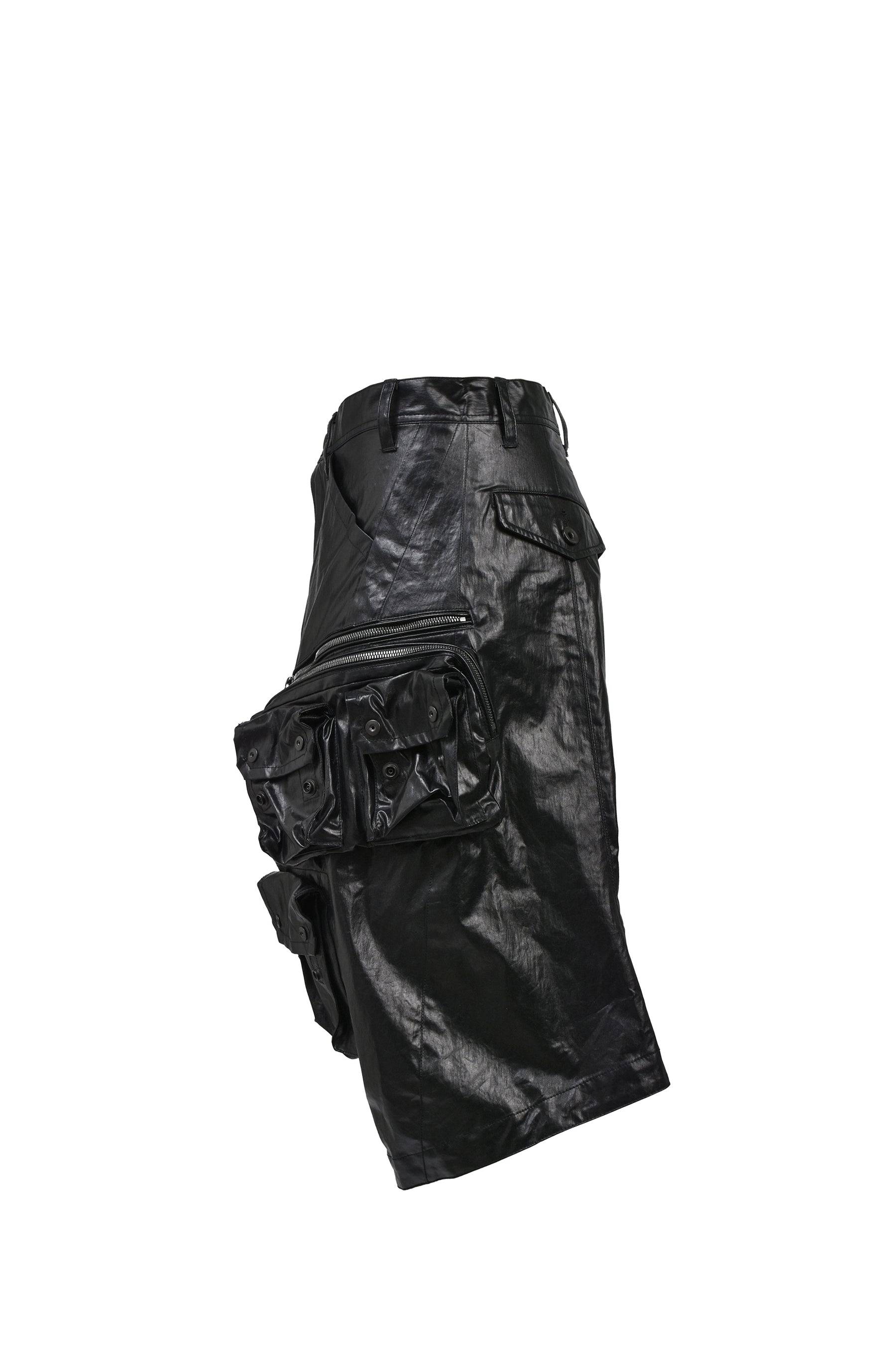LAMINATED CLOTH PANTS / BLK
