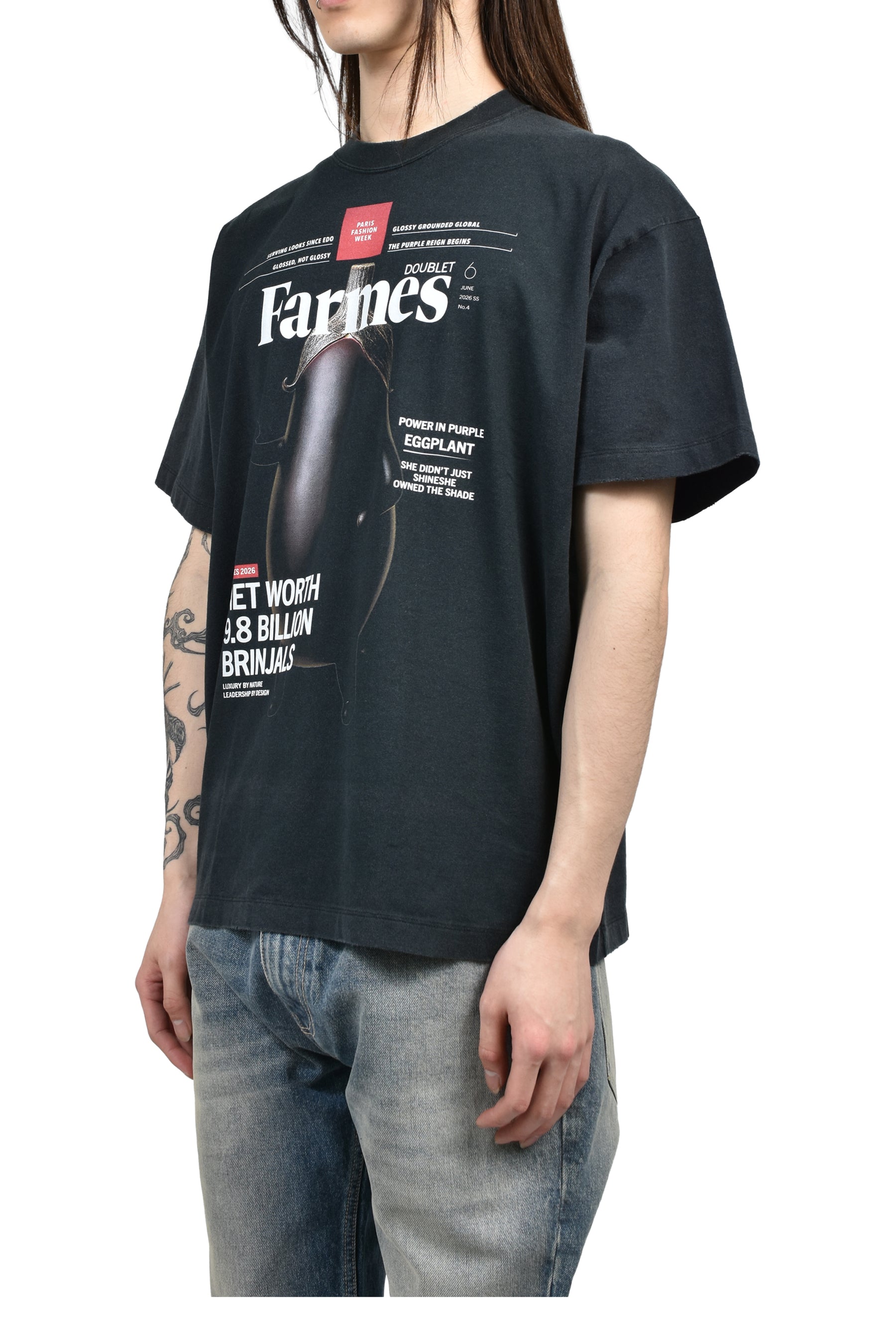 doublet FARMES MAGAZINE COVER T-SHIRT / BLK