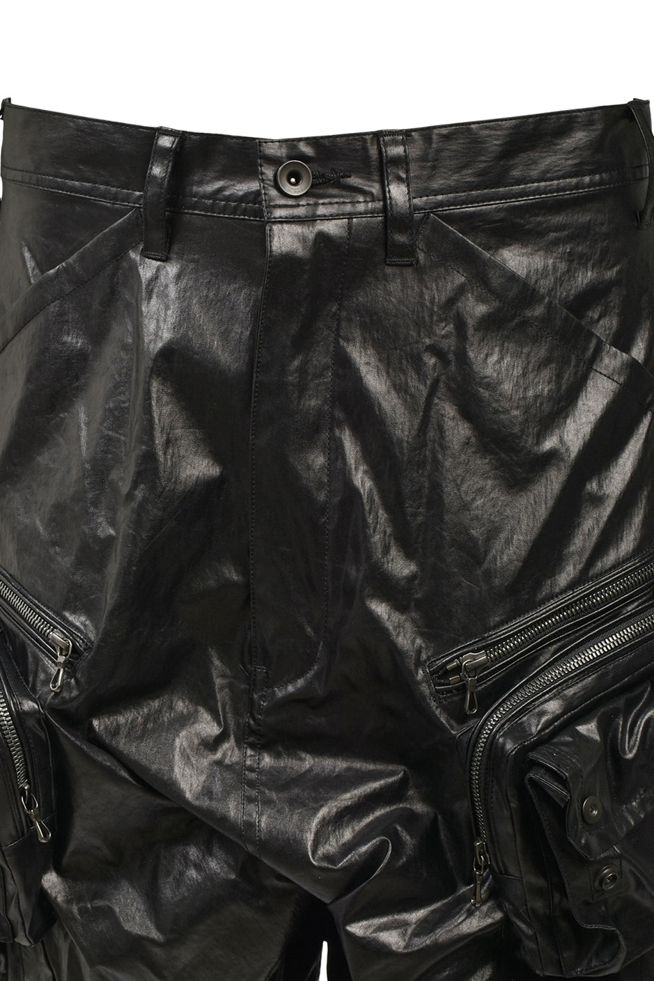 LAMINATED CLOTH PANTS / BLK
