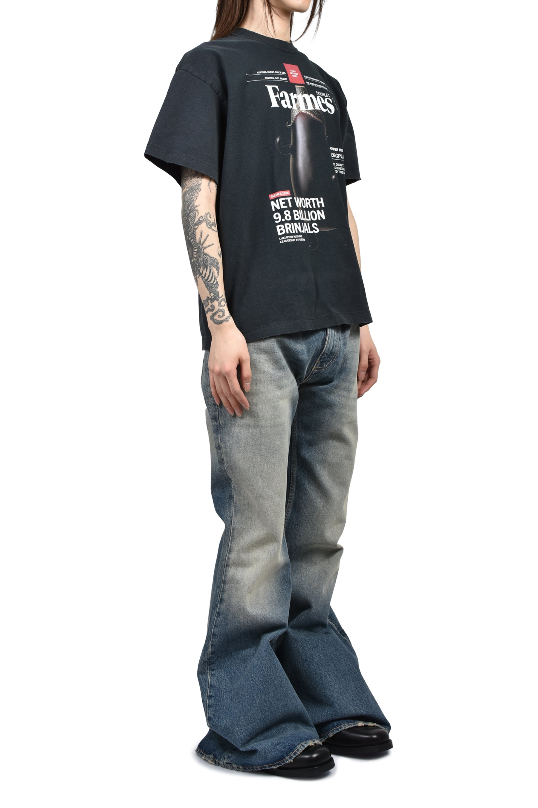 doublet FARMES MAGAZINE COVER T-SHIRT / BLK