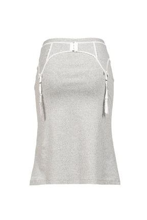 HEATHER GRAY GARTER DECORATED KNIT SKIRT / GRY