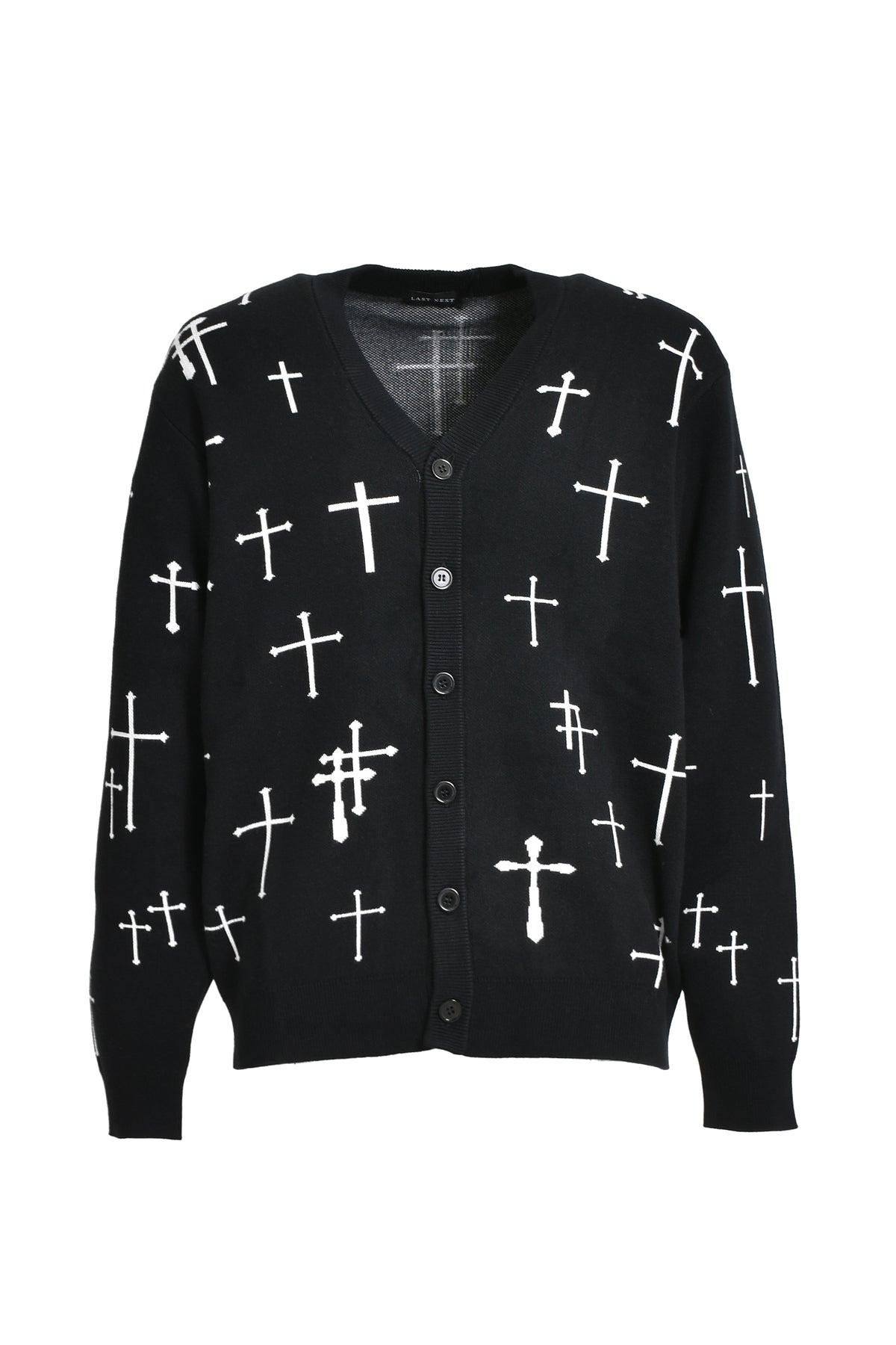 LAST NEST ラストネスト FW24 CROSS CARDIGAN V2 / BLK - NUBIAN