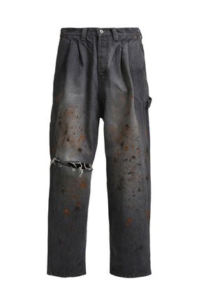 DENIM PAINTER PANTS / BLK