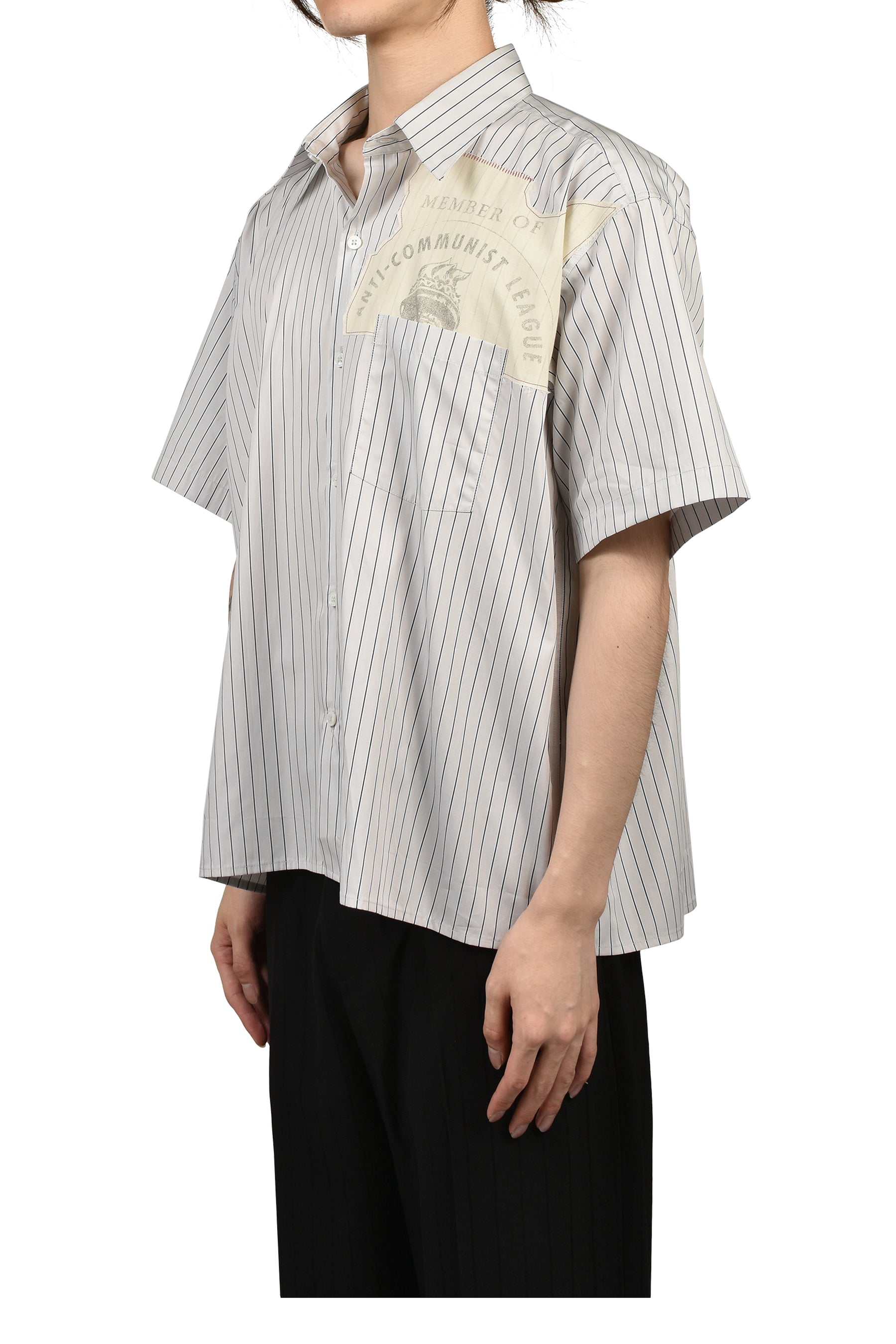 ANTI-COMMUNIST LEAGUE SHORT SLEEVE SHIRT / NAVY STRIPE