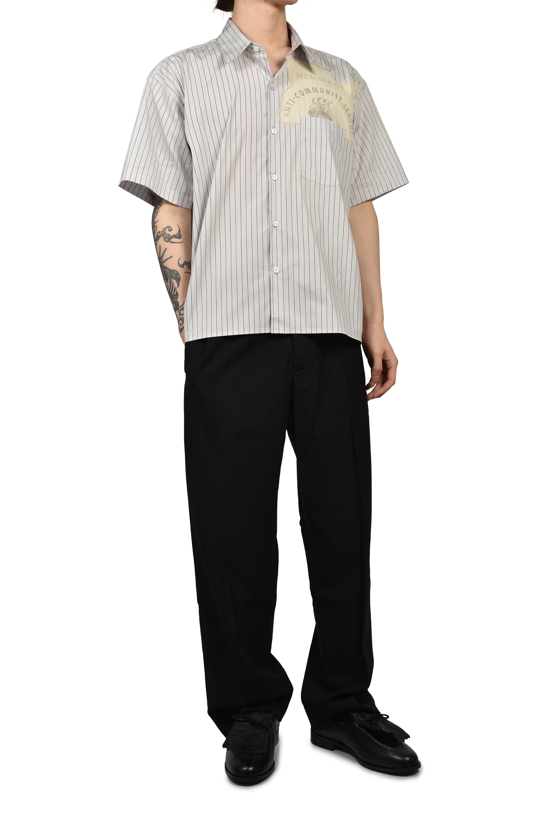 ANTI-COMMUNIST LEAGUE SHORT SLEEVE SHIRT / NAVY STRIPE