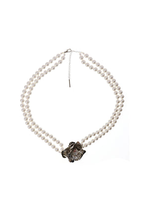 PINK ROSE PEARL BELT / WHT