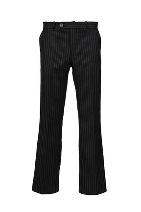 LOOSE FIT FLARE TROUSERS / BLK & WHT PIN STRIPE