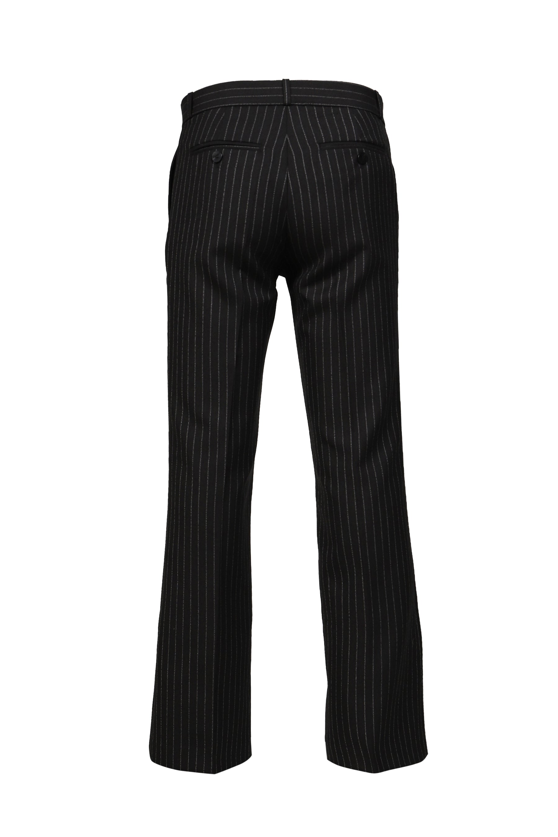 LOOSE FIT FLARE TROUSERS / BLK & WHT PIN STRIPE