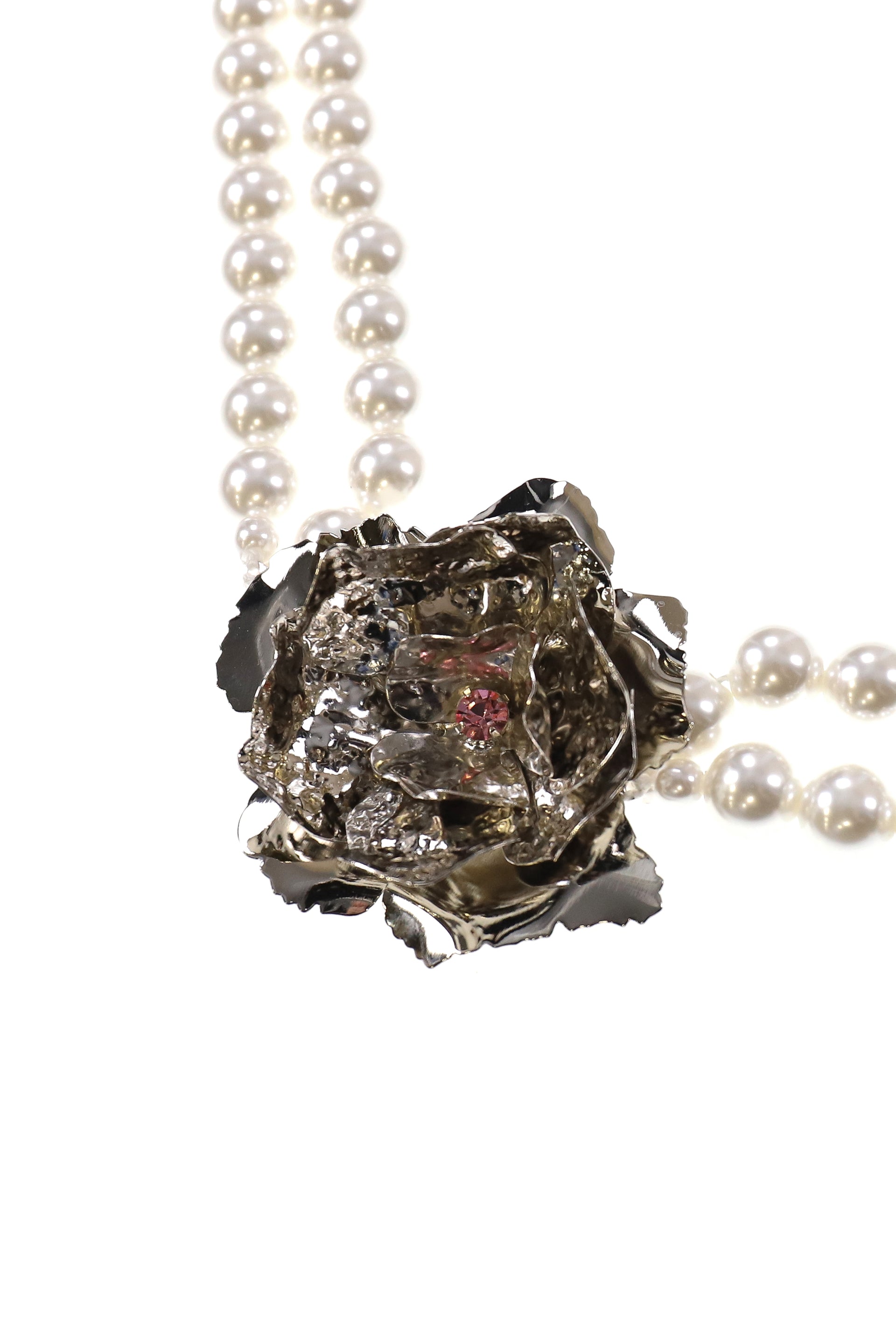 PINK ROSE PEARL BELT / WHT