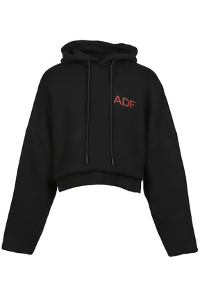 MEGA CROPPED HOODIE / WASHED BLK 