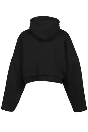 MEGA CROPPED HOODIE / WASHED BLK 