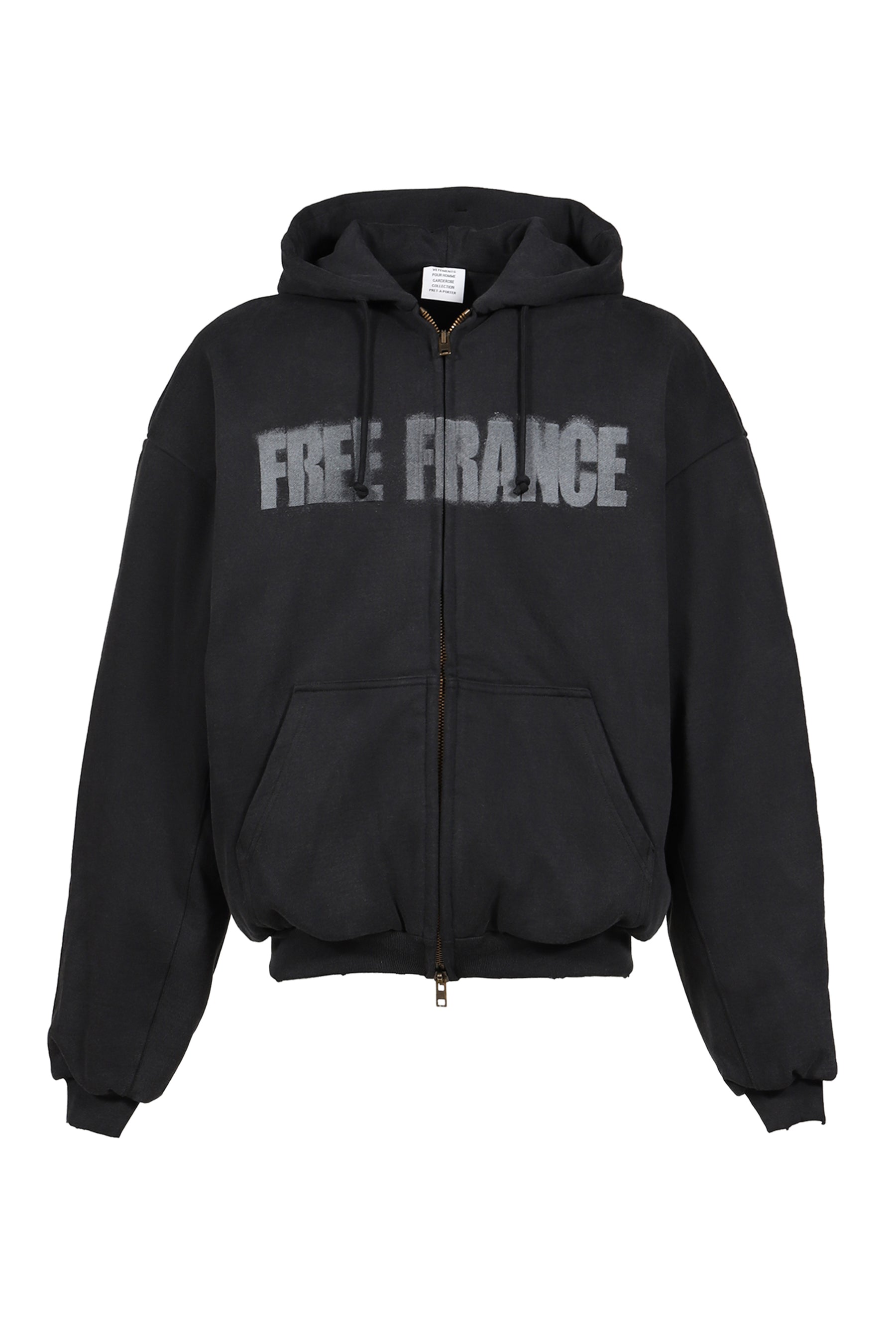 PUFFED ZIP-UP HOODIE FREE FRANCE / WASHED BLK