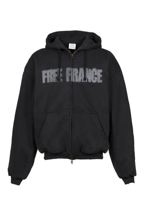 PUFFED ZIP-UP HOODIE FREE FRANCE / WASHED BLK