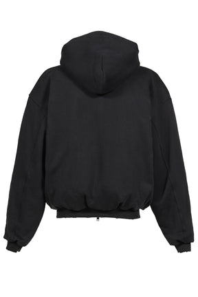 PUFFED ZIP-UP HOODIE FREE FRANCE / WASHED BLK