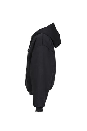 PUFFED ZIP-UP HOODIE FREE FRANCE / WASHED BLK