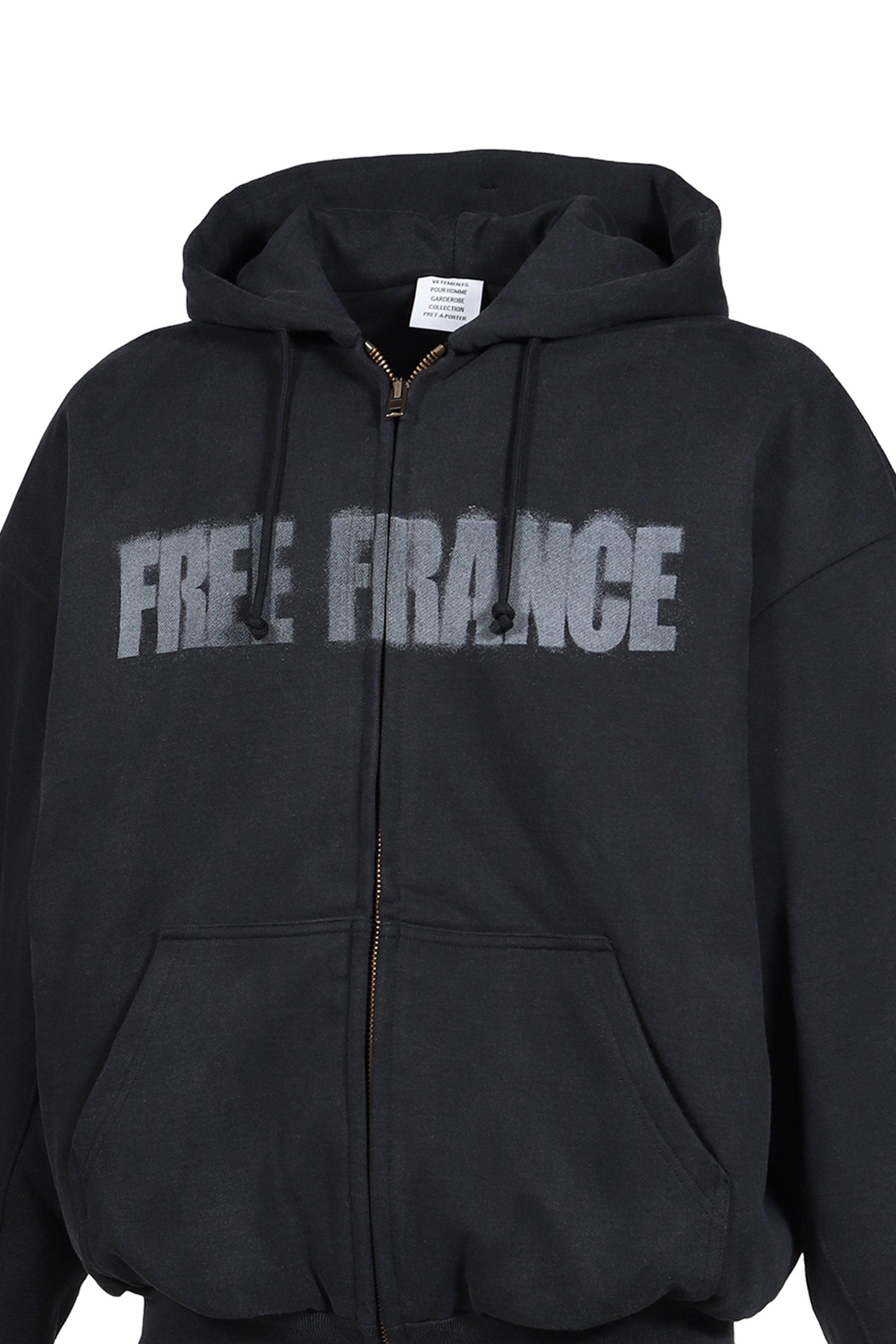 PUFFED ZIP-UP HOODIE FREE FRANCE / WASHED BLK