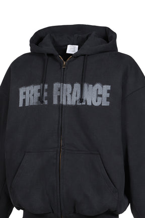 PUFFED ZIP-UP HOODIE FREE FRANCE / WASHED BLK