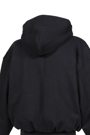 PUFFED ZIP-UP HOODIE FREE FRANCE / WASHED BLK