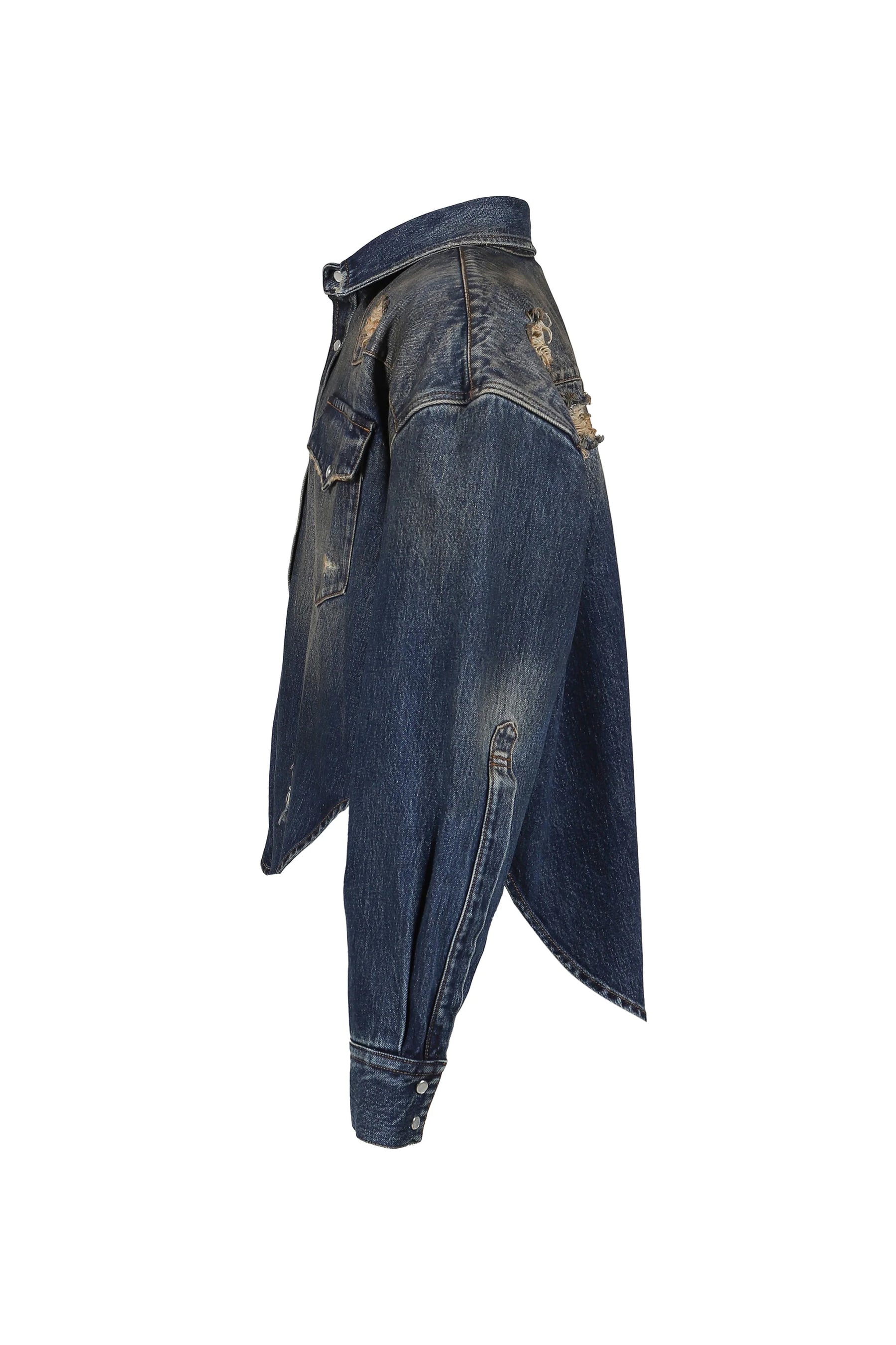 VETEMENTS COWBOY DENIM SHIRT / WASHED CUT BLU