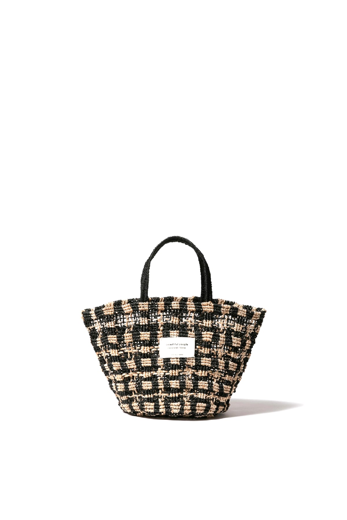 ABACA KNITTING SMALL TOTE BAG / BLK/BEI