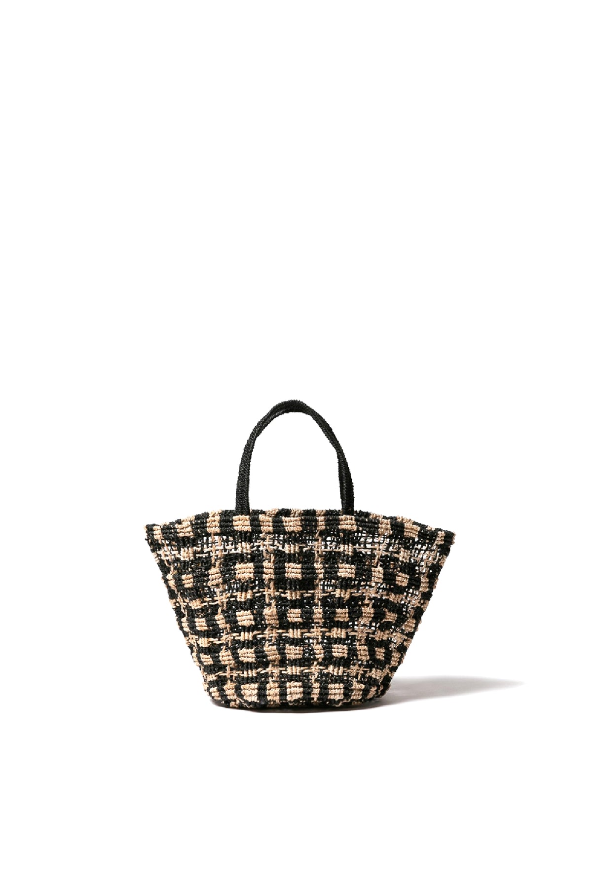ABACA KNITTING SMALL TOTE BAG / BLK/BEI
