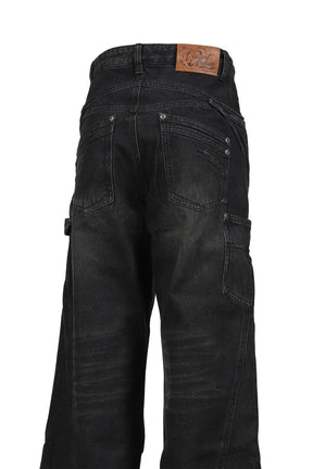 ENDRICK DAMAGED DENIM PANTS / BLK 
