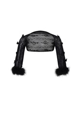 BLACK OSTRICH FEATHER LACE SHRUG / BLK 