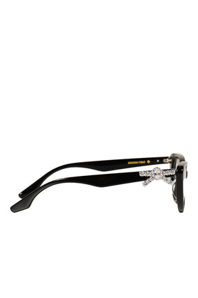 GEMSTONE BOWKNOT GLASSES SIDE BOW / BLK