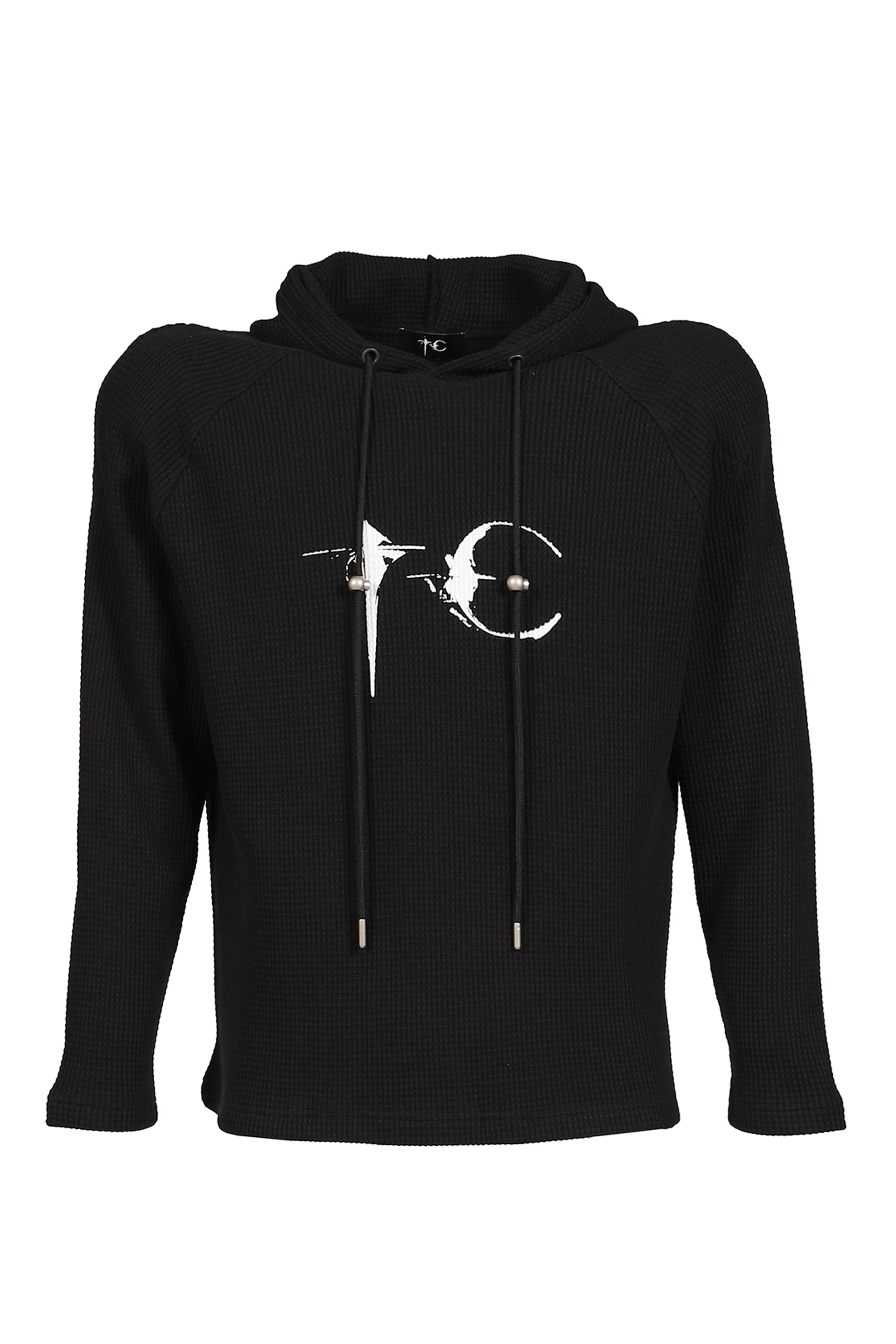 BULK SHOULDER WAFFLE HOODIE  / BLK