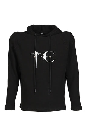 BULK SHOULDER WAFFLE HOODIE  / BLK