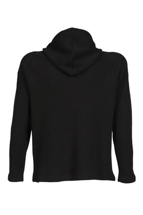 BULK SHOULDER WAFFLE HOODIE  / BLK