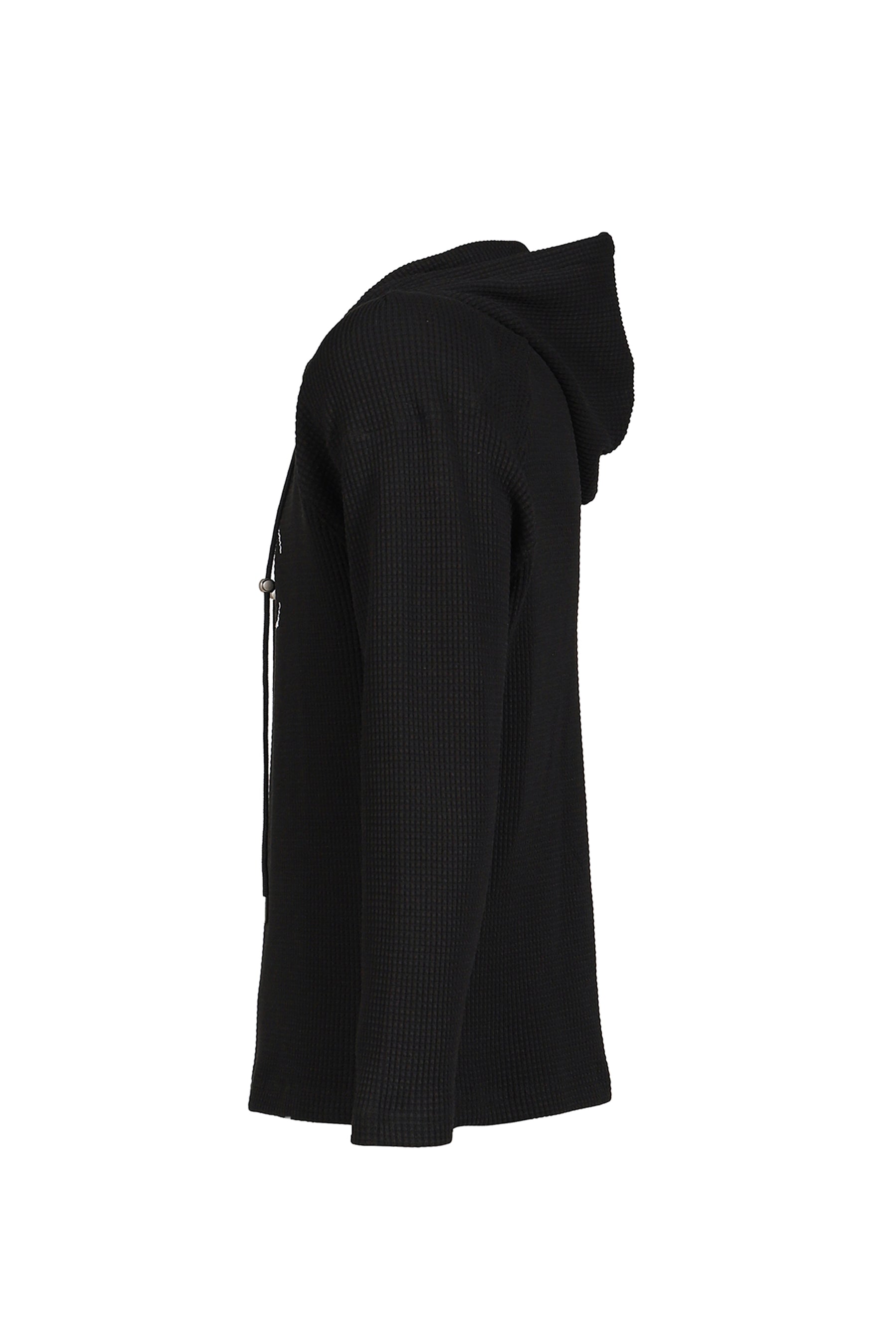 BULK SHOULDER WAFFLE HOODIE  / BLK