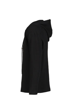 BULK SHOULDER WAFFLE HOODIE  / BLK