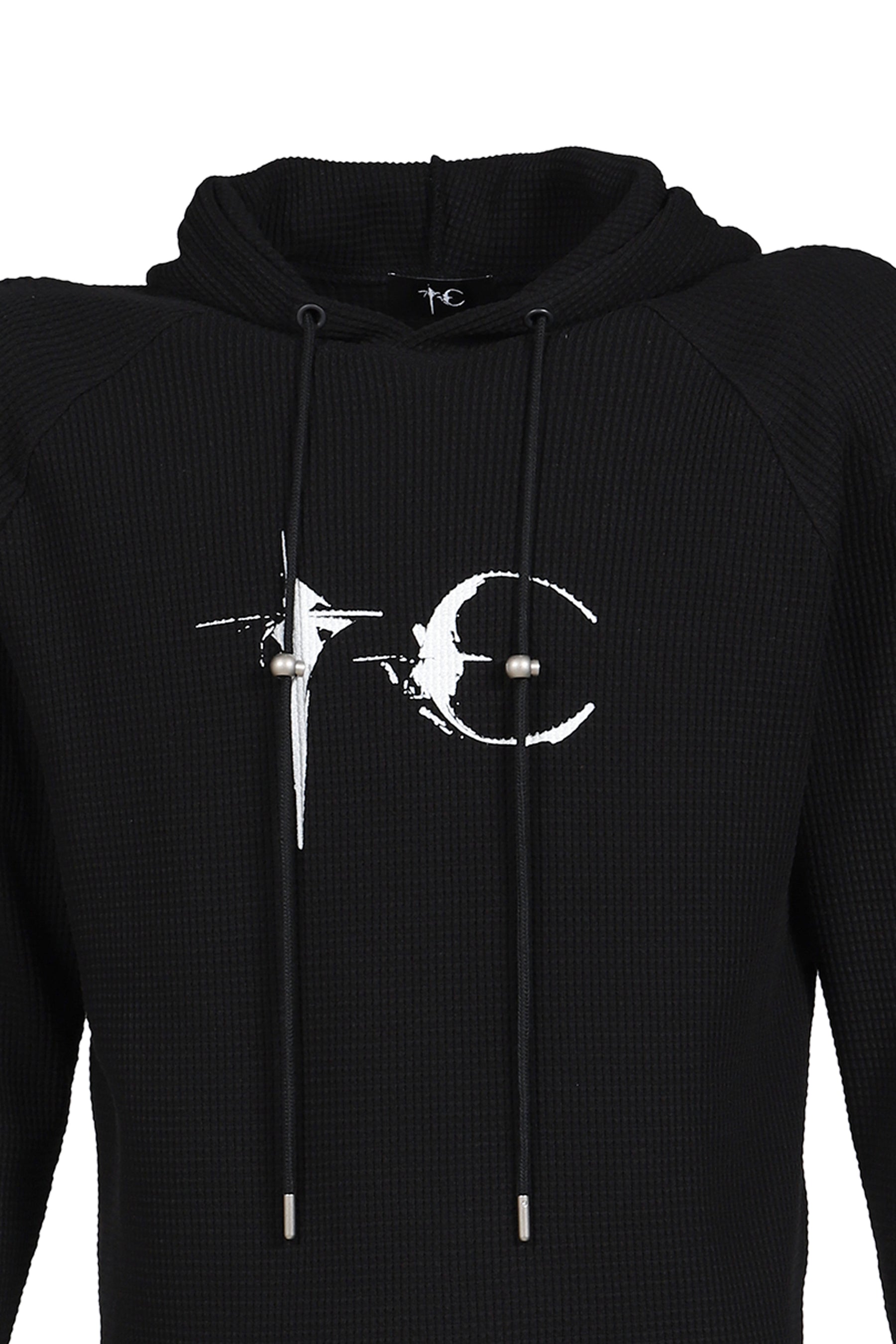 BULK SHOULDER WAFFLE HOODIE  / BLK