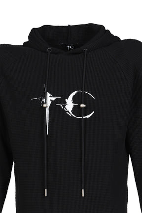 BULK SHOULDER WAFFLE HOODIE  / BLK